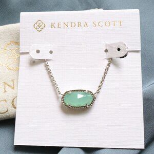 Kendra Scott Silver Chalcedony Glass Elisa Pendant Necklace NEW